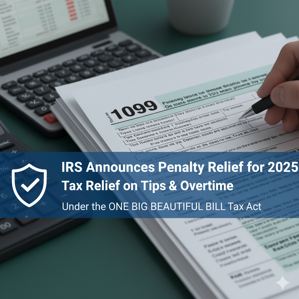 IRS Announces Penalty Relief for Tax Year 2025 for Information Reporting on Tips & Overtime under the One Big Beautiful Bill Tax Act